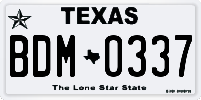 TX license plate BDM0337