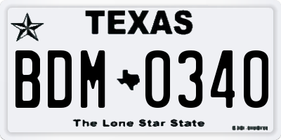 TX license plate BDM0340