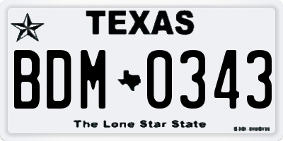 TX license plate BDM0343