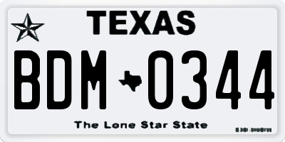 TX license plate BDM0344