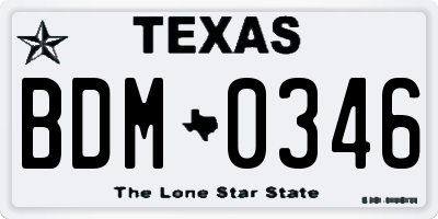 TX license plate BDM0346