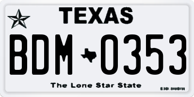 TX license plate BDM0353