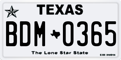 TX license plate BDM0365