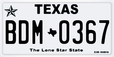 TX license plate BDM0367