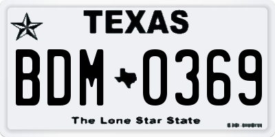 TX license plate BDM0369