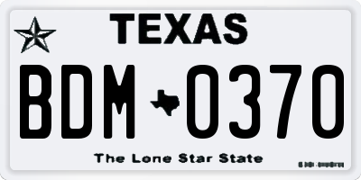TX license plate BDM0370