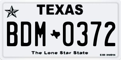 TX license plate BDM0372
