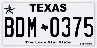 TX license plate BDM0375