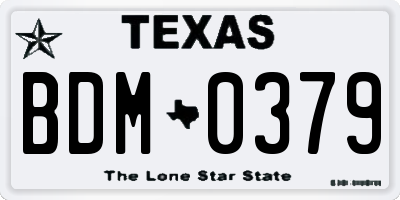 TX license plate BDM0379