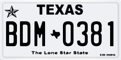 TX license plate BDM0381