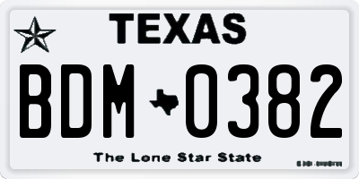 TX license plate BDM0382