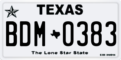 TX license plate BDM0383
