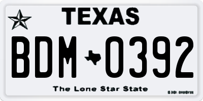 TX license plate BDM0392