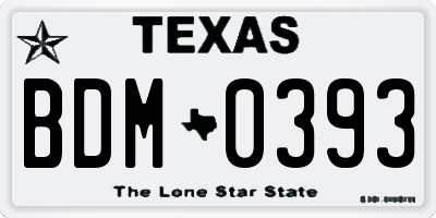 TX license plate BDM0393