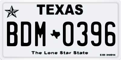 TX license plate BDM0396