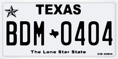 TX license plate BDM0404