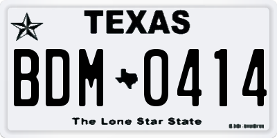 TX license plate BDM0414