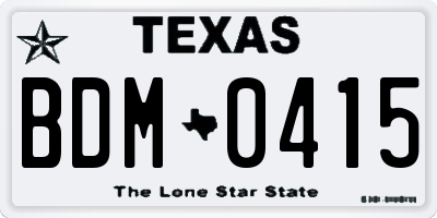 TX license plate BDM0415