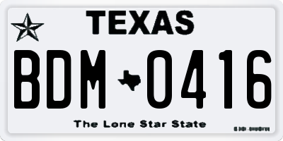 TX license plate BDM0416