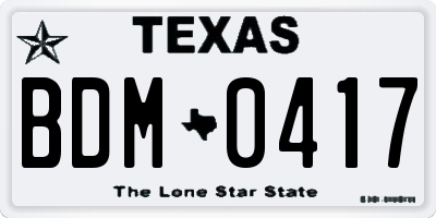 TX license plate BDM0417