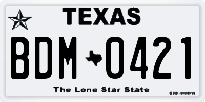 TX license plate BDM0421