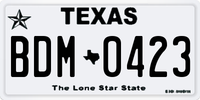 TX license plate BDM0423