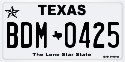 TX license plate BDM0425