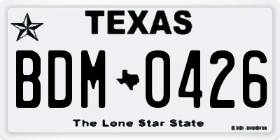 TX license plate BDM0426