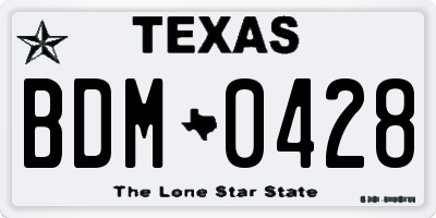 TX license plate BDM0428