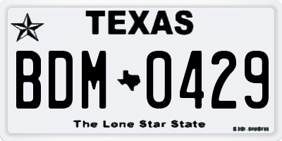 TX license plate BDM0429