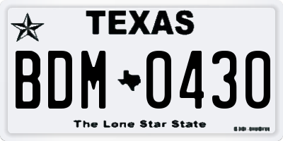 TX license plate BDM0430