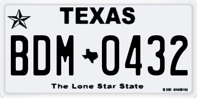 TX license plate BDM0432
