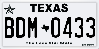 TX license plate BDM0433