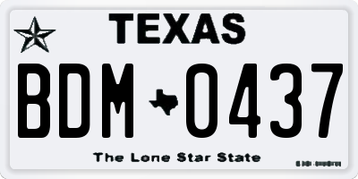 TX license plate BDM0437