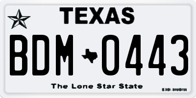 TX license plate BDM0443
