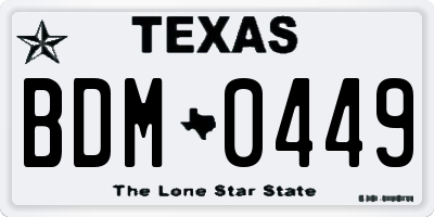 TX license plate BDM0449