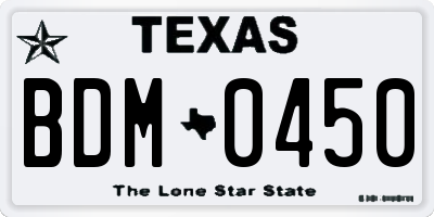 TX license plate BDM0450