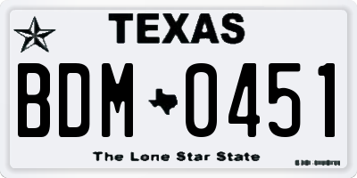 TX license plate BDM0451