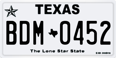 TX license plate BDM0452