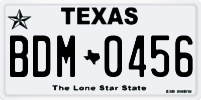TX license plate BDM0456