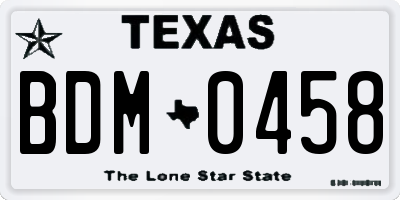 TX license plate BDM0458