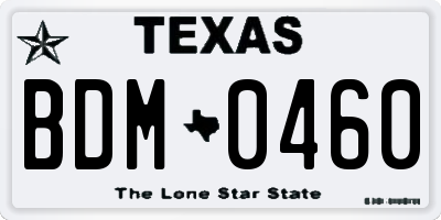 TX license plate BDM0460