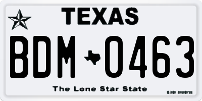 TX license plate BDM0463