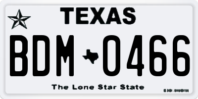 TX license plate BDM0466