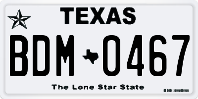 TX license plate BDM0467