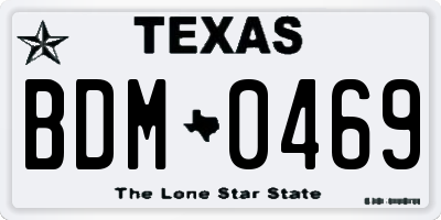 TX license plate BDM0469
