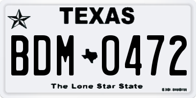 TX license plate BDM0472
