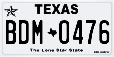 TX license plate BDM0476