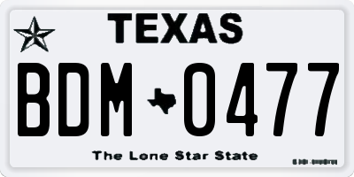 TX license plate BDM0477