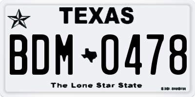TX license plate BDM0478